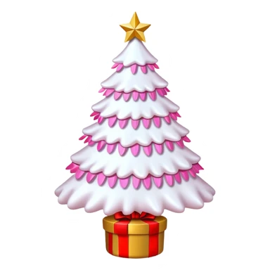 WHITE CHRISTMAS TREE WITH PINK BOWS AND GOLD TINSEL sticker