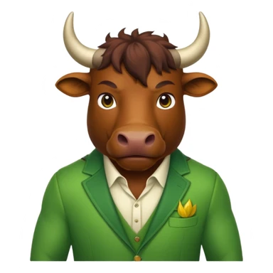 Green bull with clothes sticker