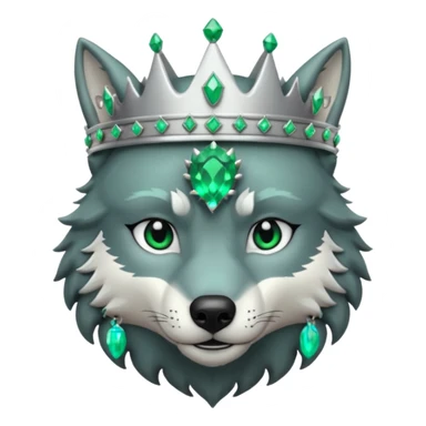 wolf with silver crown with emeralds sticker