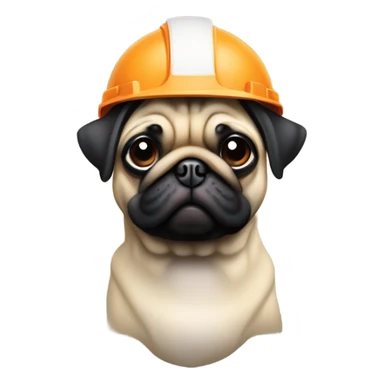un perro pug con un casco de constructor en 3d sticker
