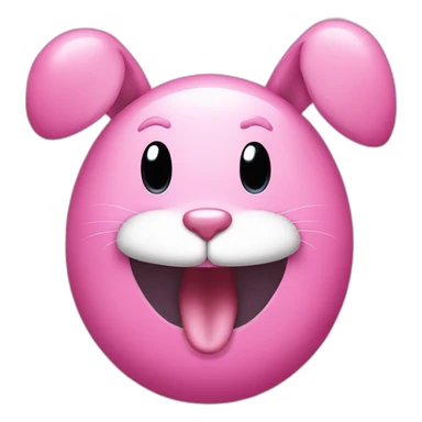 pink bunny with an oval head and white moustache, a round pink nose and a huge smile that takes up half his face sticker