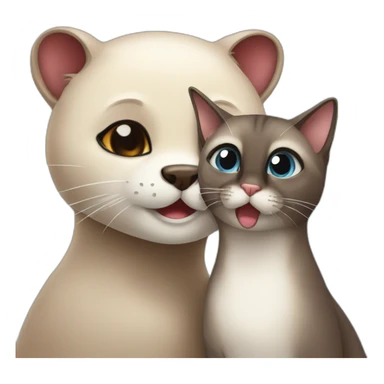otter and siamese cat being in love sticker