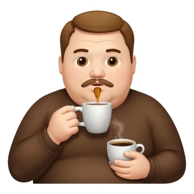 fat man, drink coffee sticker