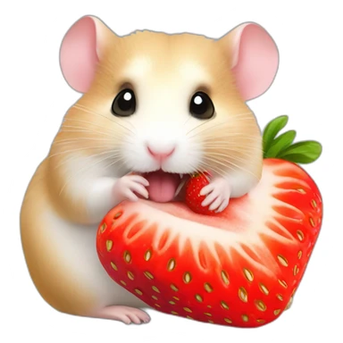 Hamster eating strawberry sticker