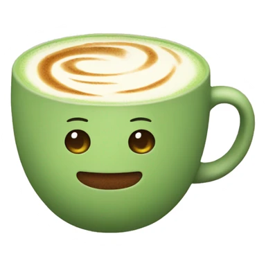 Matcha latte in a cute cup, without a smiley  sticker