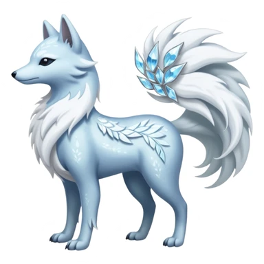 Shiny Silver-White Frosted Ice-Crystal Encrusted Regal Arctic Alolan-Ninetales-Latias-hybrid-creature (full body) sticker