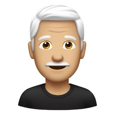 man with white hair wearing a black t-shirt and black pants sticker