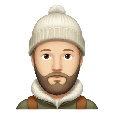 Justin Vernon of Bon Iver with beard and winter hat sticker