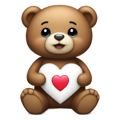 Teddy bear holding a white heart sticker