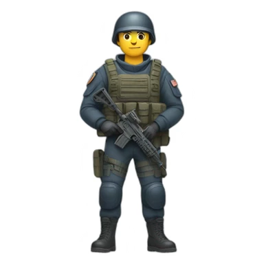 Special forces policeman in military clothing with a weapon in one hand and a shield in the other sticker