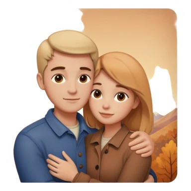 Couple hugs polaroid sticker