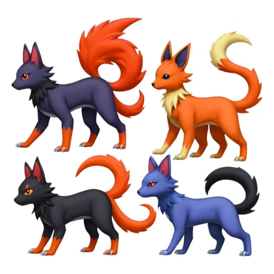 
Houndour-Torracat-Zorua-Salandit-Noibat-Flareon-Fakémon-Digimon-fusion (full body) sticker