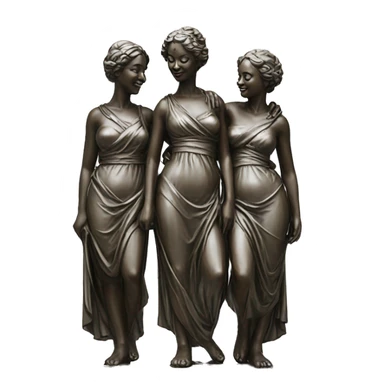 a statue of three women like  the Three Graces sticker