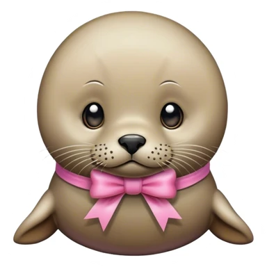 A seal with a pink bow sticker