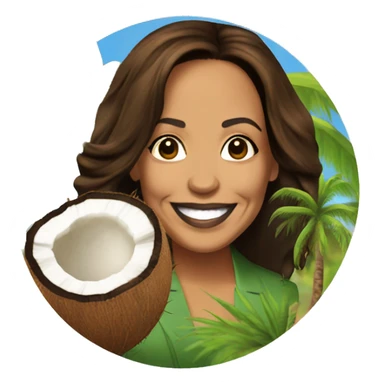 Kamala Harris next to a coconut tree sticker