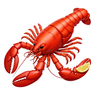 cooked lobster with lemon slice sticker