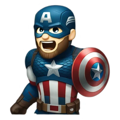 Bearded Captain america laught sticker