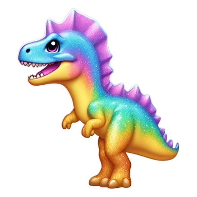 Lisa frank glitter pretty water dinosaur with fins sticker
