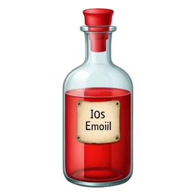 red ink bottle with label sticker