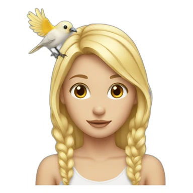 blond girl with a bird on her head sticker
