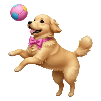 girly dog with a pink bow jumping in the air to catch a ball sticker