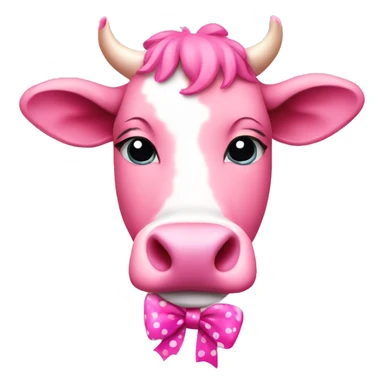 Pink cow with pink spots with a pink bow on left ear  sticker
