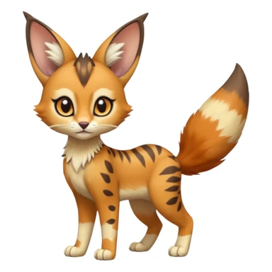 Big-eared big-eyed cute realistic animalistic feral digitigrade 4-legged anime-styled Meloetta-Furret-Caracal-Sergal-Serval-hybrid-fusion-creature-animal, full body sticker