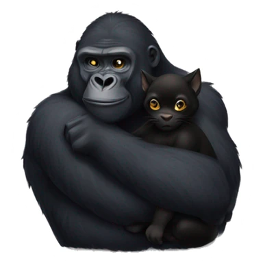 gorilla hugging a black cat sticker