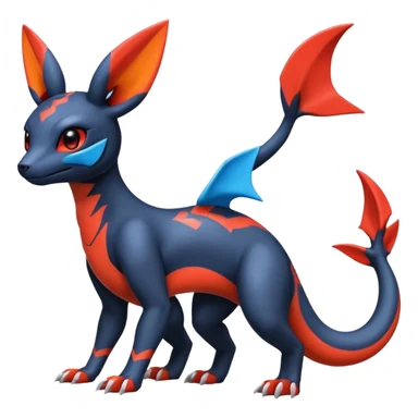 Cute Exotic Colorful Guilmon-Salandit-Umbreon-Fakémon-hybrid-creature (full body)  sticker