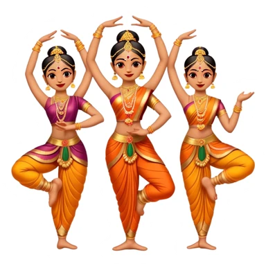 cinematic-realistic-bharatanatyam-dance-emoji,-depicted-as-an-elegant-classical-indian-dance-performance-with-graceful-poses,-intricate-costumes,-and-expressive-hand-gestures,-rendered-with-rich-textures-and-warm-dramatic-lighting sticker