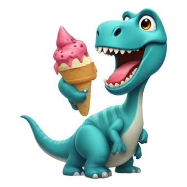 Dinosaur eating icecream sticker