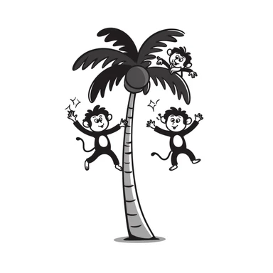 palm tree with monkeys sticker