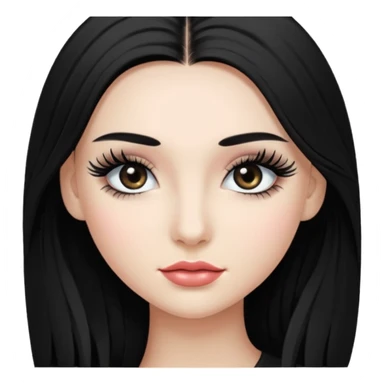 ragazza truccata con le ciglia finte con i capelli neri lunghi sticker