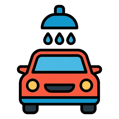 car wash icon with color outline style sticker