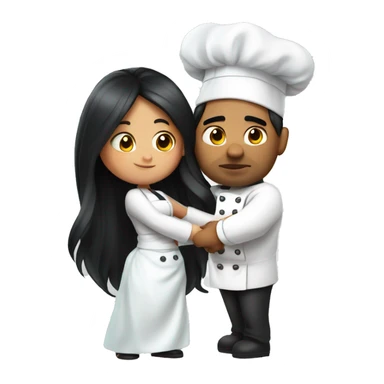 Chef with big belly kisses princess with long black hair  sticker