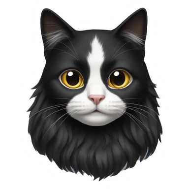 black cat long-haired with half white head sticker