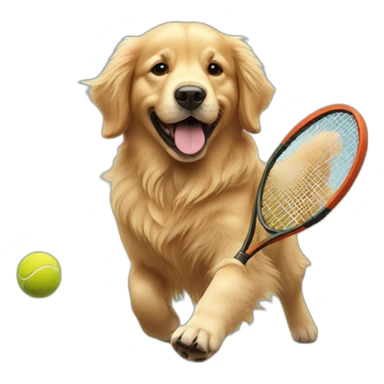 Golden retriever playing tennis sticker