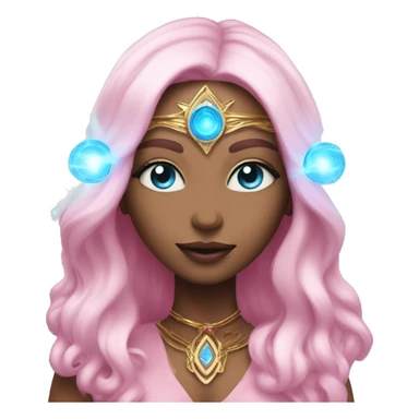 magical diva with thin pink andromedan skin long hair and blue eyes glowing third eye sticker