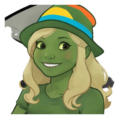 Girl light tan skin long bright blonde hair in car smiling sticker