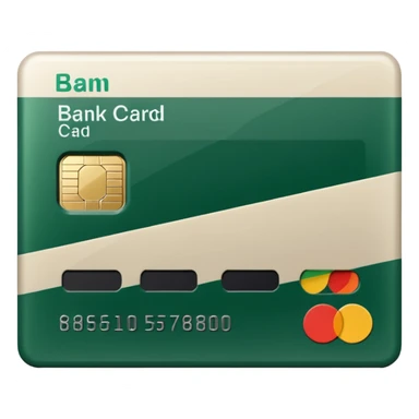 light beige bank card with dark green stripes sticker