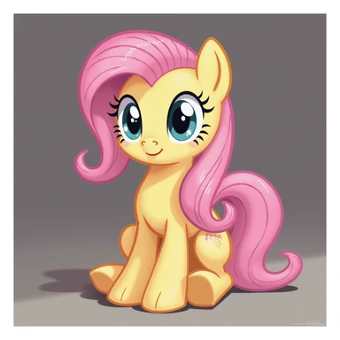 realistic style Fluttershy sitting and looking shy sticker