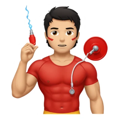 Shirtless Dark Tan Muscular lifeguard with messy black hair with whistle sticker