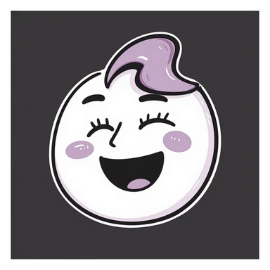 face with closed eyes, open mouth, and tears of joy emoji, hand-drawn chalk style, soft lilac color palette, rough doodle-like texture, looks like pastel chalk on a dark surface, aesthetic and emotional, suitable for Telegram channel sticker