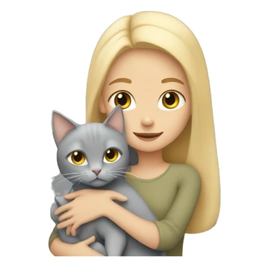 blond girl cuddling a grey cat and a beige cat  sticker
