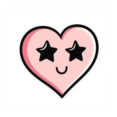 funny children's doodle of a heart with star-shaped eyes, pastel colors sticker