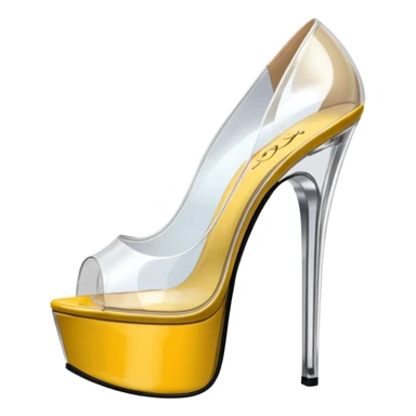 ultra realistic pair of platform open toe transparent high heel pumps sticker