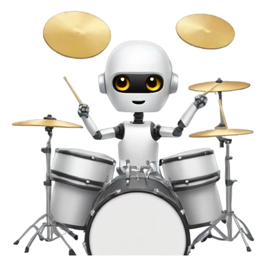 cute robot plays the drum set sticker