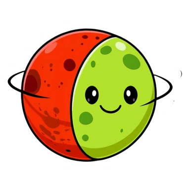 Red Mars planet with craters and a hot flushed face fanning itself sticker