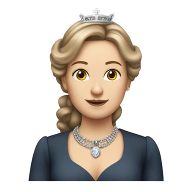 Modern day Queen Victoria with light brown hair who works at an insurance firm as an administrator wearing silver jewelry and hs tattoos sticker