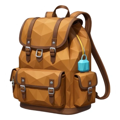 backpack brown emoji low poly  sticker